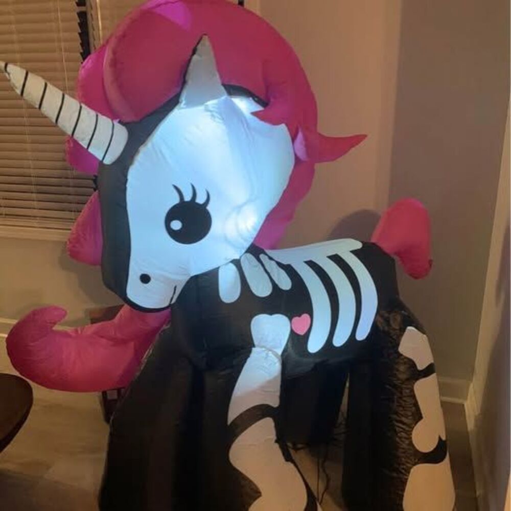 Unicorn skeleton halloween inflatable